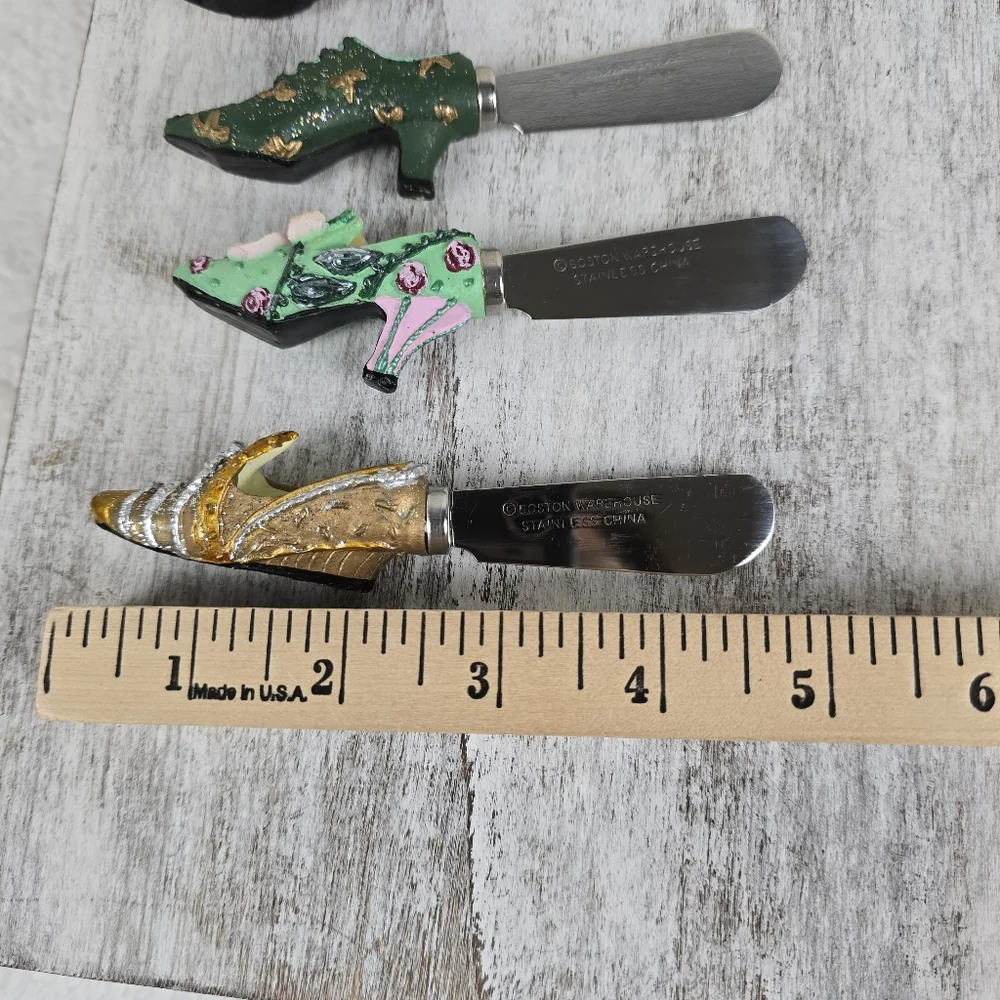 Four Butter Cheese Spreaders With Fancy Shoe Theme